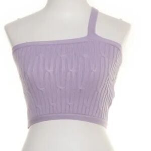 Queen of Jetlags x NA-KD Lavender One Shoulder Knit Cropped Top Sz M